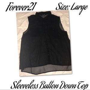 Forever 21 Sleeveless Chiffon Button Down large